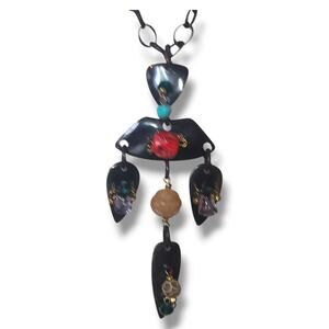 Vintage Modernist Brutalist Acrylic Glass Coral Statement Necklace